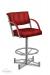 Lisa Furniture's #874 Laze Modern Angular Swivel Barstool with Arms shown in Metallic metal finish and Red seat and back cushion