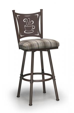 Trica's Coffee Cup Swivel Bar Stool with Back and Metal Frame