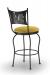 Trica's Art Collection 1 Armless Swivel Counter Stool in Black Metal Finish, Yellow Seat Cushion and Wine Bottle with Wine Glass and Grapes Laser Cut-Out on Back