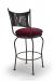 Trica's Art Collection 1 Armless Swivel Counter Stool in Black Metal Finish, Red Seat Cushion and Wine Glass, Wine Bottle and Grapes Cut-Out on Backrest - View of Back