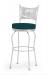 Trica's Art Collection Silver Swivel Bar Stool with Palm Tree Design and Teal Seat Cushion