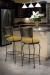 Trica's Art Collection 1 Swivel Bar Stools (with wine back, yellow cushion) in Traditional, Dark Brown Kitchen and Stainless Appliances