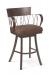 Trica's Bambusa 2 Brown Swivel Bar Stool with Arms, Wood Trim on Back, Cross Back Design, Wide Seat Cushion and Metal Frame