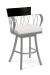 Trica's Bambusa Modern Gray Swivel Bar Stool with Arms, Black Wood Back, and White Seat Cushion
