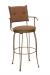 Trica Bill Swivel Stool with Button-Tufted Back and Armrests
