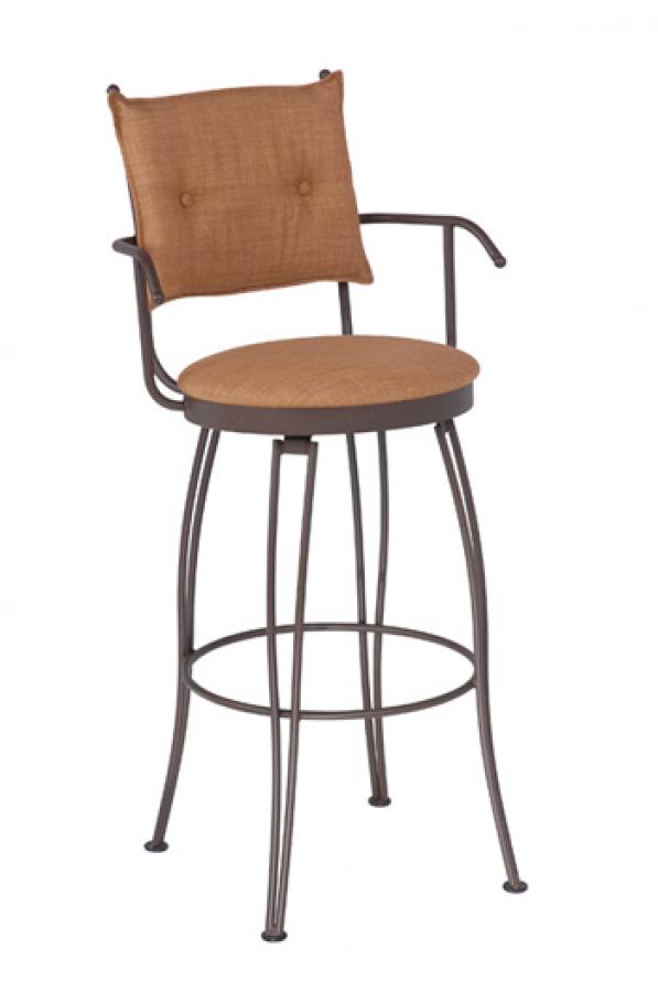 Trica's Bill Swivel Bar Stool Arms & ButtonTufting Barstool Comforts