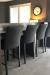 Trica's Modern Upholstered Biscaro Counter Stools in Home Bar with Gray/Black Colors