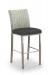 Trica's Biscaro Modern Bar Stool with Pattern Fabric on Back and Charcoal Seat Vinyl with Brushed Steel Metal Finish
