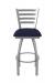 Holland's Jackie Outdoor Stainless Steel Bar Stool in Breeze Sapphire Blue Vinyl Cushion - Front View