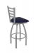 Holland's Jackie Outdoor Stainless Steel Bar Stool in Breeze Sapphire Blue Vinyl Cushion - Side View