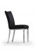 Trica's Biscaro Modern Dining Chair in Black Cushion and Brushed Steel Metal with High Back