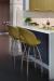 Trica's Biscotti Swivel Bar Stools with Yellow Upholstery and Backrest in Modern and Colorful Kitchen