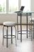 Trica's Bourbon Modern Pub Table in Silver Metal and Round Glass - Shown with Bar Stools