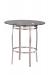 Trica's Bourbon Counter Height Table in Brushed Steel Metal and Round Glass Top