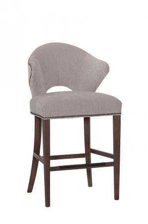 Fairfield's Riverside Wood Bar Stool Upholstered with Curved Back and Nailhead Trim