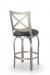 Trica's Chateau Modern Brushed Steel Bar Stool with Black Round Seat Vinyl - View of Back