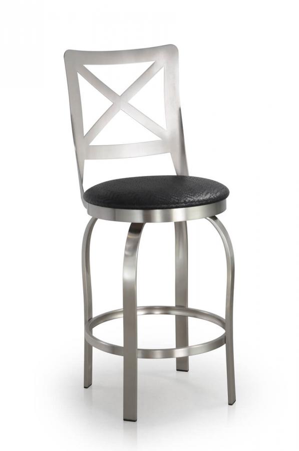 Trica's Chateau Swivel Bar Stool in Brushed Steel • Barstool Comforts