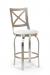 Trica's Chateau Modern Swivel Brushed Steel Bar Stool with Cross Back Design and White Seat Cushion