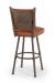 Trica's Creation Collection Armless Swivel Bar Stool with Bear Cut-Out, Upholstered Seat and Back in Saddle Color