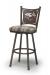 Trica's Creation Collection Swivel Bar Stool in Golden Brown Metal Finish, Plaid Seat Cushion and Elk Cut-Out on Back