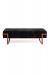 Wesley Allen's Athena Modern Bench with Copper Finish and Black Fabric - Front View