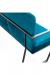 Wesley Allen's Marzan Modern Upholstered Bench with Back and Arms in Black Metal and Blue Cushion - Looking Down View