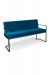 Wesley Allen's Marzan Modern Upholstered Bench with Back and Arms in Black Metal and Blue Cushion
