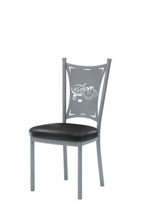Trica's Creation Collection Metal Dining Chair with Black Seat Cushion and Games Cut-Out including Dice, Casino Cards, Chips and Roulette