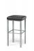 Trica's Day Square Backless Narrow Spectator Stool in Silver Metal Finish with Square Seat Cushion