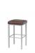 Trica Day Backless Stool with Silver Metal Legs and Upholstered Seat