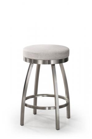 Trica's Henry Backless Swivel Bar Stool in Brushed Steel and Comfort Seat - Modern Design