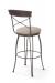 Trica's Laura Swivel Bar Stool with Cross Back Design, Round Seat Cushion and Brown Metal Frame