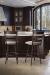 Trica's Louis Metal Swivel Bar Stools with Seat Cushion and Ladder Back Design in Traditional, Dark Brown Kitchen