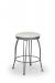 Trica's Pat Backless Swivel Bar Stool in Silver Metal and White Seat Cushion