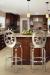 Trica's Provence Metal Swivel Bar Stools with Oval Backrest in Traditional, Brown Kitchen