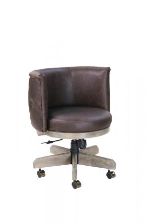 Darafeev's Chesterfield Wood Swivel Game Chair with Upholstered Back and Seat in Leather