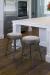 Trica's Sal Backless Swivel Bar Stools with Thick Seat Cushioning - in Traditional White Stainless Kitchen