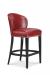 Leathercraft's Edwards 2878 Black Wood Bar Stool with Red Leather Curved Back