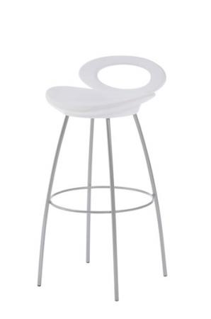 Trica Solo Stool with White Seat and Metal Legs