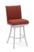 Trica Swirl Swivel Stool with Red Upholstered Back and Swirl Back on Backside