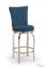 Trica's Tuscany Swivel Counter Stool with Blue Fabric and Brushed Steel metal finish