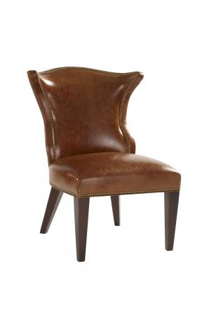 Leathercraft's #499-10 Roberto Luxury Wood Leather Dining Chair with Wing Back