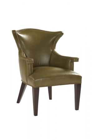 Leathercraft's Roberto Luxury Wood Dining Chair with Arms, Nailhead Trim, and Leather