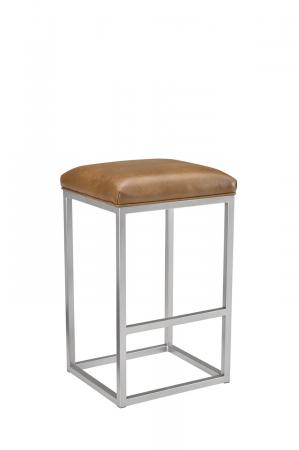 Leathercraft's Cosmo 538 Modern Metal Backless Bar Stool in Silver and Leather