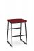 Amisco's Zach Black Modern Backless Bar Stool with Sled Base and Red Seat Cushion