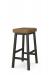 Amisco's Tyler Dark Brown Metal Backless Bar Stool with Natural Danish Cord - Side View
