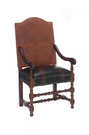 Leathercraft's Vaughn Old World Luxury Dining Chair with High Back and Nailhead Trim - With Arms