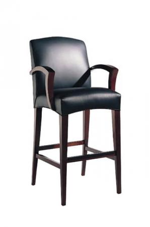 Leathercraft's Burton Traditional Wood Bar Stool in Leather with Arms