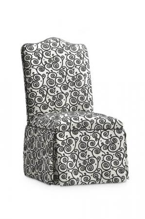 Leathercraft's Lauralai Black and White Patterned Upholstered Dining Side Chair with Skirt