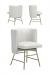 Leathercraft's Alfie Metal Host Dining Chair with Wrap Around Back Cushion in White Leather - Back and Side Views